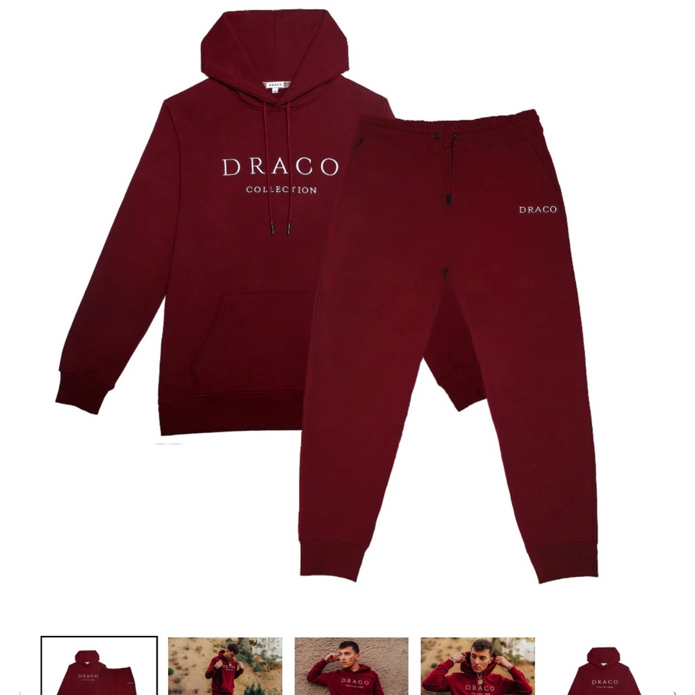 Draco Collection Burgundy Hoodie and Joggers Set